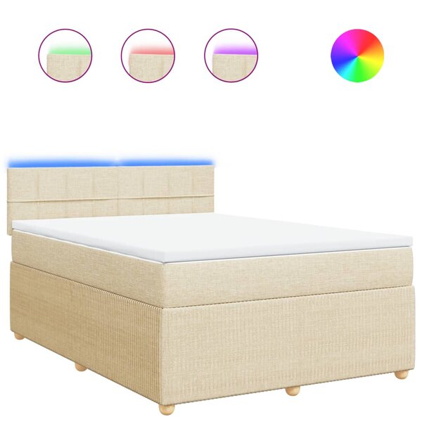 vidaXL Sommier à lattes de lit avec matelas Crème 140x200 cm Tissu