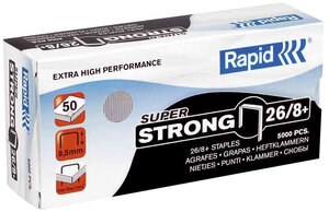 Boite de 5000 Agrafes Super Strong 26/8+ galvanisées RAPID