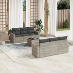 vidaXL Salon de jardin avec coussins 7 Pièces gris clair résine tressée