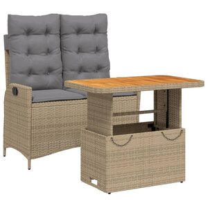 vidaXL Ensemble à manger de jardin et coussins 2 Pièces beige poly rotin