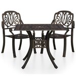 vidaXL Ensemble de bistro 3 Pièces Aluminium coulé Bronze