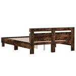 vidaXL Cadre de lit avec tête de lit et LED chêne fumé 140x200 cm