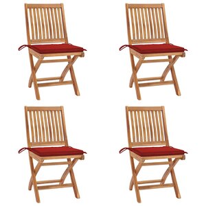 vidaXL Chaises pliables de jardin avec coussins lot de 4 Teck solide