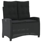 vidaXL Banc inclinable de jardin avec coussins noir résine tressée