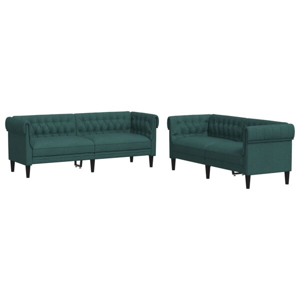 vidaXL Ensemble de canapés 2 Pièces vert foncé tissu