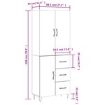 vidaXL Buffet haut Gris béton 69 5x34x180 cm Bois d'ingénierie