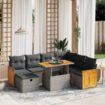 vidaXL Salon de jardin 8 Pièces avec coussins gris résine tressée