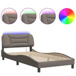 vidaXL Cadre de lit avec lumières LED taupe 100x200 cm tissu