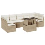 Ensemble de Canapé de Jardin 8 Pièces avec Coussins Beige Poly Rattan