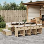 vidaXL Ensemble à manger de jardin et coussins 13 Pièces beige