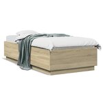 vidaXL Cadre de lit avec lumières LED chêne sonoma 90x200 cm