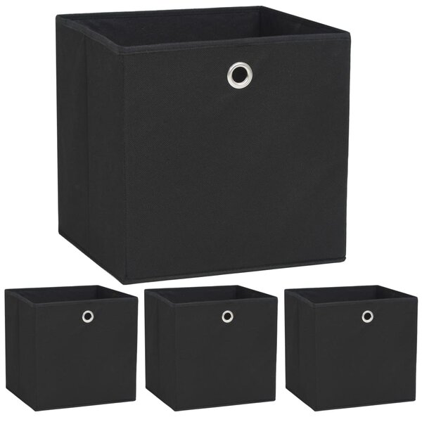 vidaXL Boîte de rangement 4 Pièces Tissu non-tissé 32x32x32 cm Noir