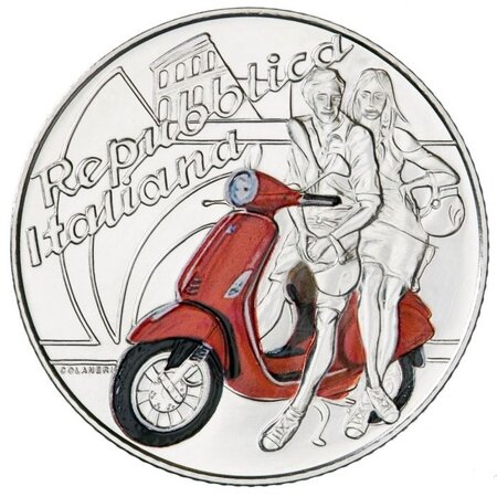 Pièce de monnaie 5 euro Italie 2019 argent BU – Vespa (rouge)