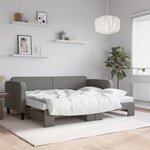 vidaXL Lit de jour avec gigogne et matelas gris foncé 80x200 cm tissu
