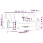 vidaXL Canapé 3 places avec oreillers vert foncé 180 cm velours