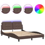 vidaXL Cadre de lit avec lumières LED marron 120x200 cm similicuir