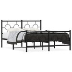 vidaXL Cadre de lit métal avec tête de lit/pied de lit noir 140x190 cm