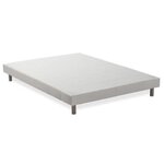 Sommier tapissier à lattes 160 x 200 - Bois massif blanc + pieds