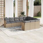 vidaXL Salon de jardin avec coussins 10 Pièces beige résine tressée