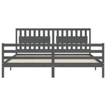 vidaXL Cadre de lit avec tête de lit gris 200x200 cm bois massif