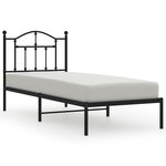 vidaXL Cadre de lit métal avec tête de lit noir 90x190 cm