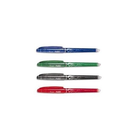 Lot de 4 Stylo roller FRIXION BALL CLICKER 0.50 mm Bleu, Noir, Rouge, Vert PILOT