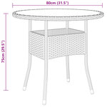 vidaXL Table de jardin Ø80x75 cm Verre trempé/résine tressée Gris