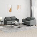 vidaXL Ensemble de canapés 2 Pièces avec coussins Gris foncé Tissu