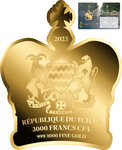 Monnaie en or 3000 francs g 0.031 (1/1000 oz) millésime 2023 king charles iii crown 1/1000