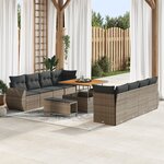 vidaXL Ensemble de Canapés de Jardin 11 Pièces avec Coussins Gris Rattan Poly