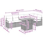Ensemble de canapé de jardin 7 pièces vidaXL avec coussins en poly rotin noir acacia
