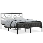 vidaXL Cadre de lit métal avec tête de lit noir 135x190 cm