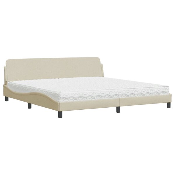 vidaXL Lit avec matelas crème 200x200 cm tissu