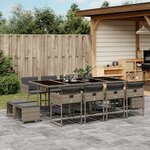 vidaXL Ensemble à manger de jardin coussins 13 Pièces gris résine tressée