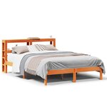 vidaXL Cadre de lit et tête de lit cire marron 135x190 cm bois de pin