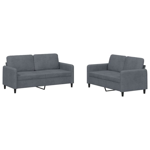 vidaXL Ensemble de canapés 2 Pièces gris foncé velours