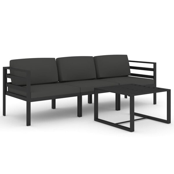 vidaXL Salon de jardin 4 Pièces avec coussins Aluminium Anthracite