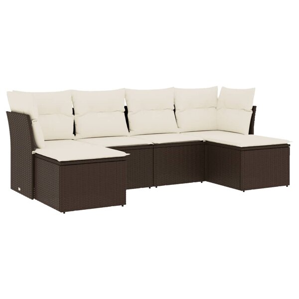 vidaXL Salon de jardin avec coussins 6 Pièces marron résine tressée