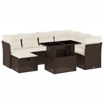 vidaXL Salon de jardin 8 Pièces avec coussins marron résine tressée