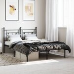 vidaXL Cadre de lit métal avec tête de lit noir 135x190 cm