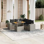 vidaXL Salon de jardin 6 Pièces avec coussins gris résine tressée