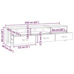 vidaXL Meuble TV HAMAR Gris foncé 158x40x40 cm Bois massif de pin