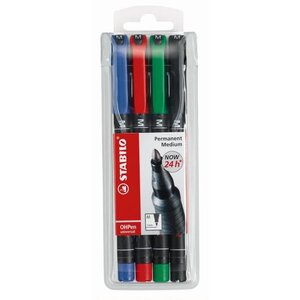 STABILO - 4 stylos Feutre OHPen - Encre permanente - Pointe moyenne 1,0