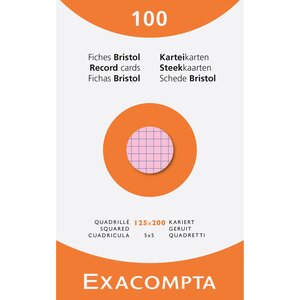 Étui De 100 Fiches - Bristol Quadrillé 5x5 Non Perforé 125x200mm - Couleurs Assorties - X 12 - Exacompta