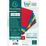 Intercalaires Carte Lustrée 225g 6 Positions - Format Écolier 17x22cm - Couleurs Assorties - X 20 - Exacompta