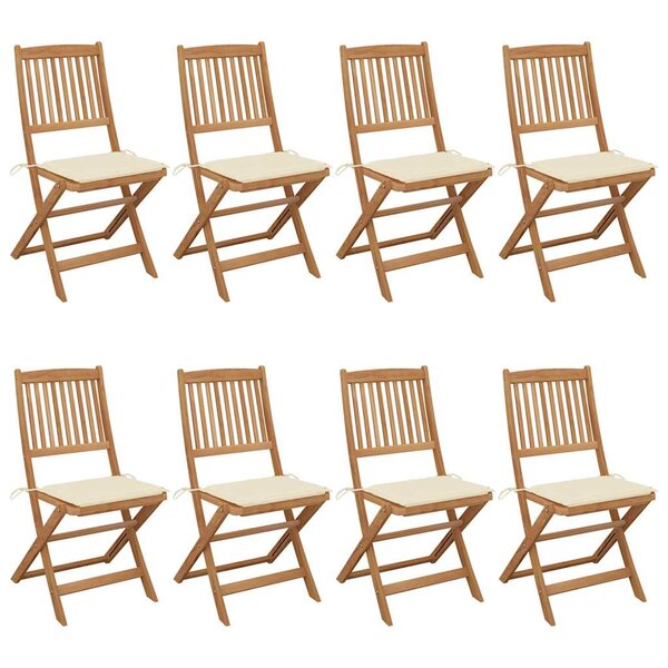 vidaXL Chaises pliables de jardin lot de 8 avec coussins Bois d'acacia