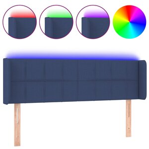vidaXL Tête de lit à LED Bleu 147x16x78/88 cm Tissu