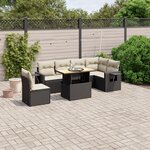 vidaXL Salon de jardin 7 Pièces avec coussins noir résine tressée