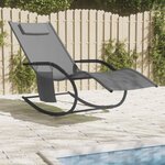 vidaXL Chaise longue à bascule gris acier et textilène