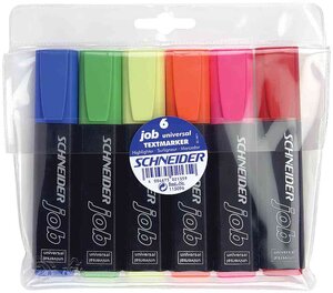 Surligneur Rechargeable Job Pte Biseau 1-5 mm Assorti Pochette 6 SCHNEIDER